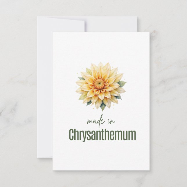 November Chrysanthemum  Birth FlowerThank You Card Tack Kort (Framsida)