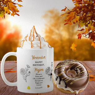 November Chrysanthemum Peony Birthday Keepsaké Kaffemugg