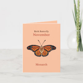 November Citrine Gemstone Monarch Butterfly Design Kort