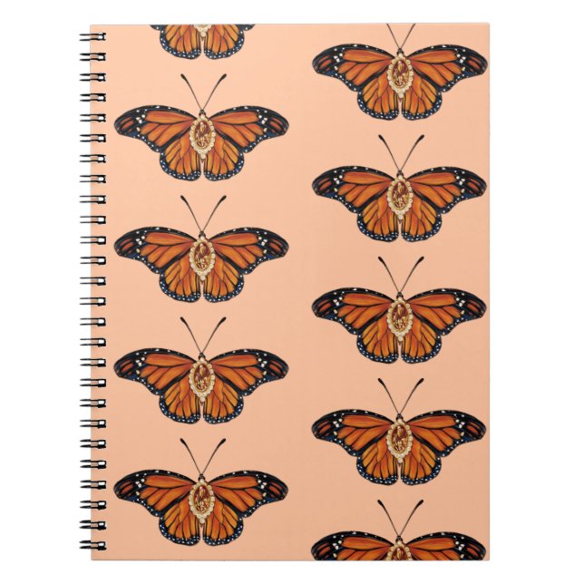 November Citrine Monarch Butterfly Mönster Design Anteckningsbok (Framsidan)