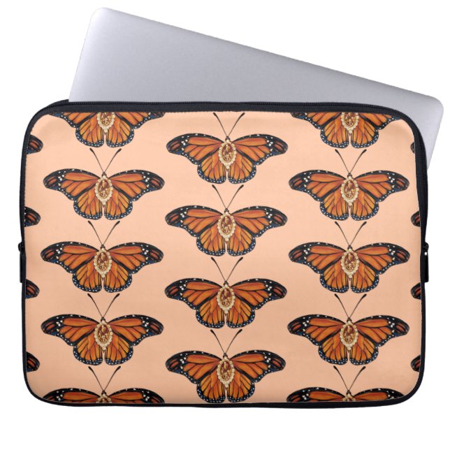 November Citrine Monarch Butterfly Mönster Design Laptop Fodral (Framsidan)