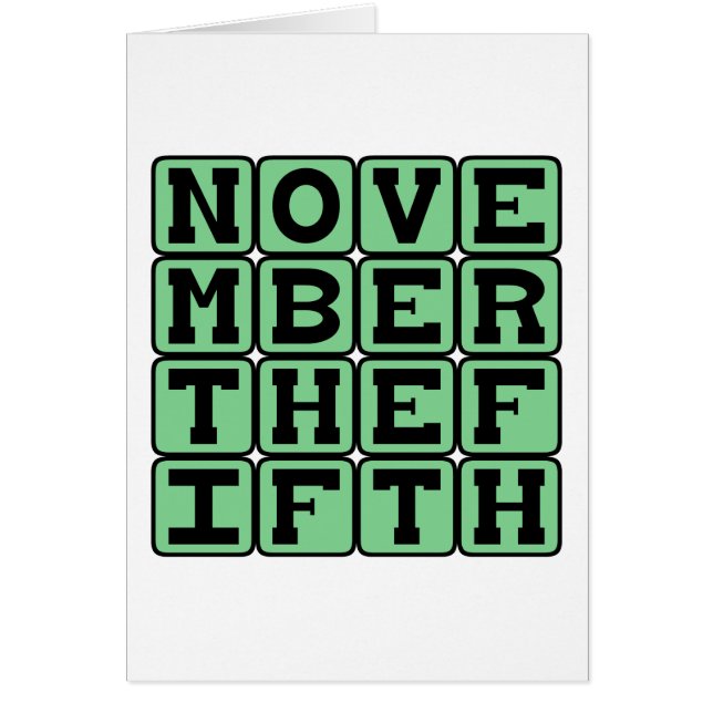 November den femte, Guy Fawkes-dagen Hälsningskort (Framsidan)