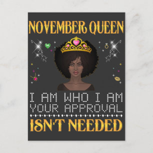 november drottning jag är den jag är din godkännan vykort
