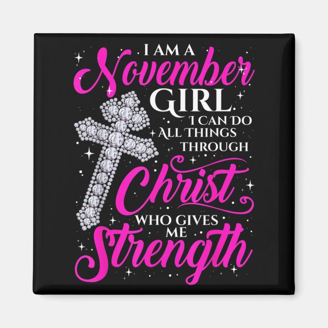 November Flicka Roligt Citat Kristet Magnet (Framsidan)