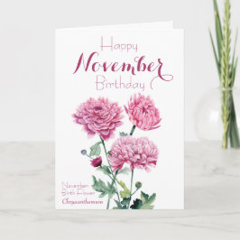 November Flower Chrysanthemum Birthday Kort