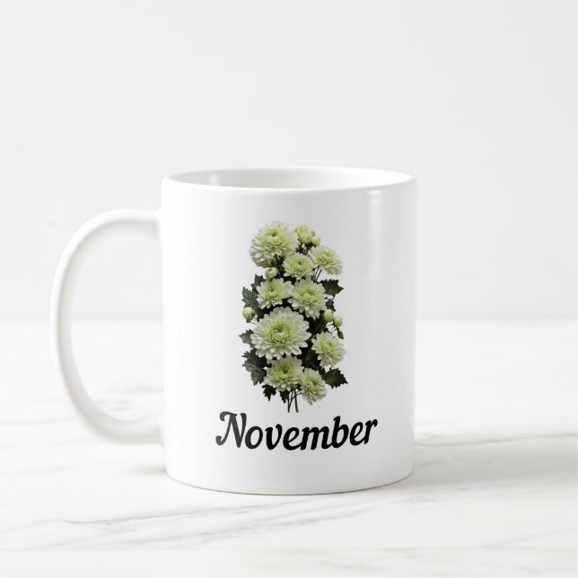 November Flower Mugg, Birthday Flower Mugg (Vänster)