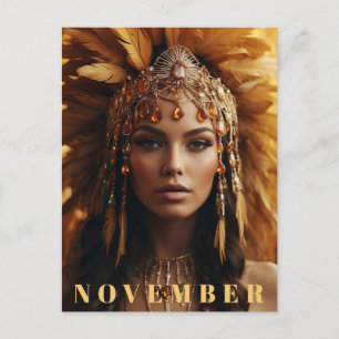*~* NOVEMBER Födelse sten Guld Topas AP53 Vykort