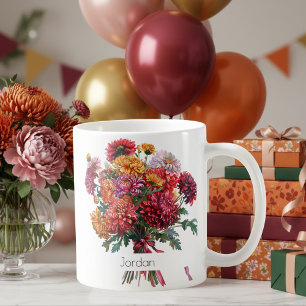 November Födelsedagsblomma Mugg Mums & Peonior