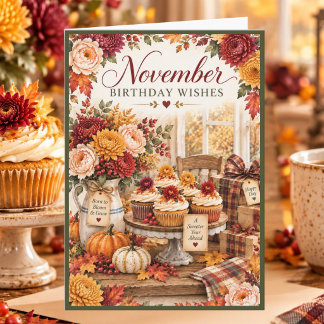November födelsedagsönskningar Höstcupcakes Födels Kort