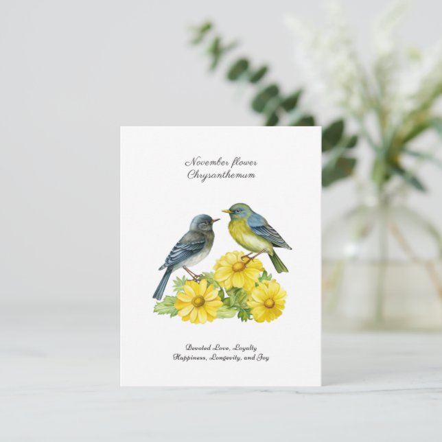 November Födelsemånad Flower Chrysanthemum Birds (Stående Fram)