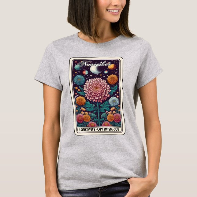 November Födelsemånad Flower Chrysanthemum T-Shirt (Framsida)