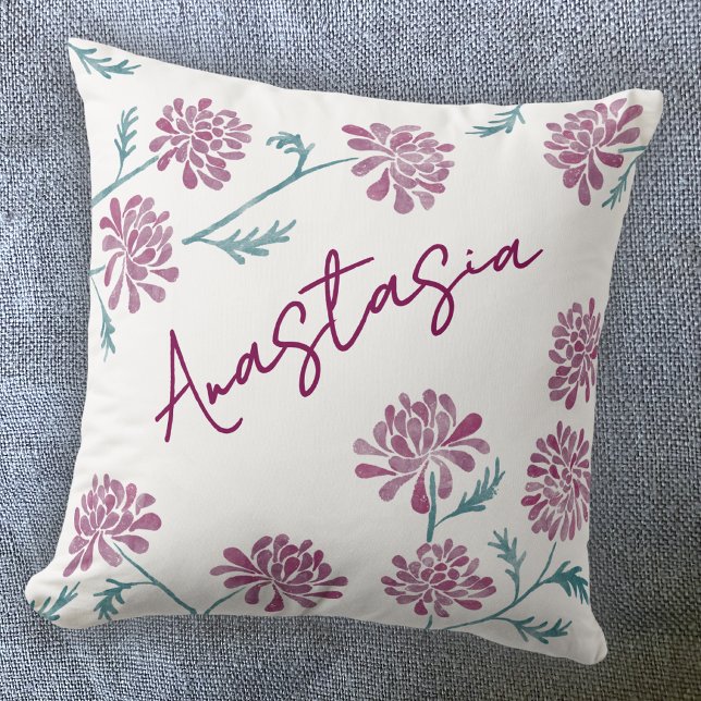 November Födelsemånad Krysantemum Personlig Kudde (November birthday personalized birth month flower chrysanthemum art throw pillow gift)