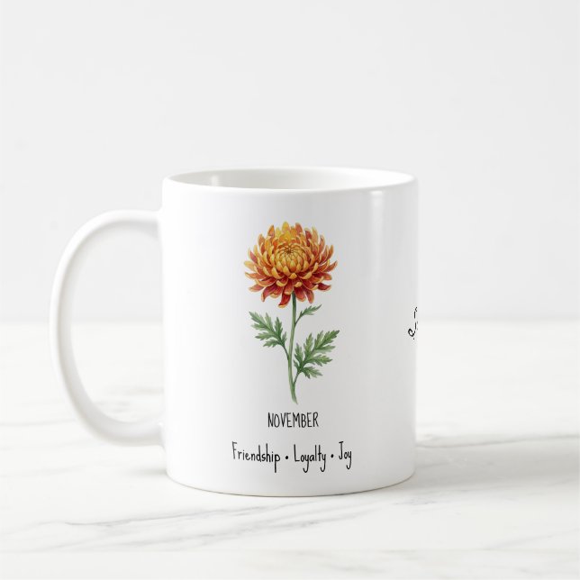 November Födelsemblomma Mugg – Krysantemum (Vänster)