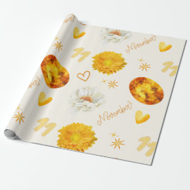 November födelsesten & blomma | Akvarell Presentpapper