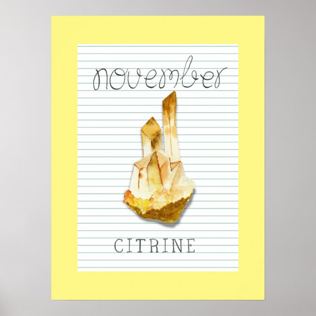 November Födelsesten Citrin 18x24 Konst Poster (Framsidan)