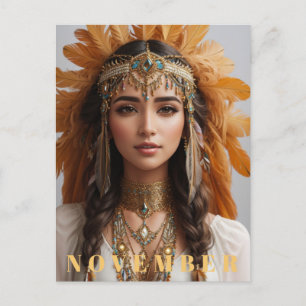 *~* NOVEMBER Guld Topas AP53 Boho Födelsesten Vykort