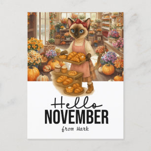 November Hälsning från Cat Lovers Bakery Helg Vykort