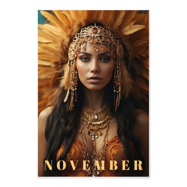 *~* NOVEMBER Headdress Topaz Birthstone AP53 Fototryck (Framsidan)