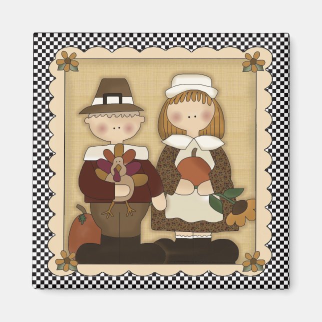 November Helgdag Pilgrim Thanksgiving Magnet (Framsidan)