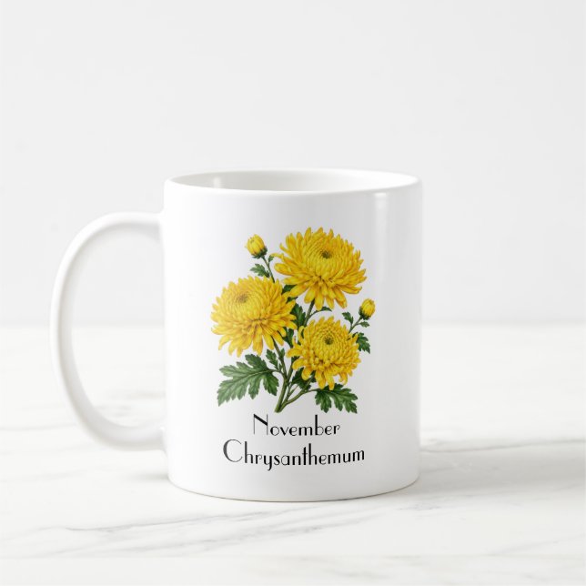 November Krysantemum Blommor Kaffemugg (Vänster)