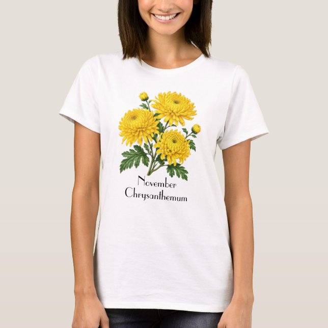 November Krysantemum Blommor T-Shirt (Framsida)