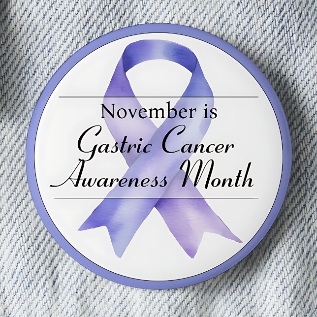 November månad för kännedom om magsäckscancer knapp (Periwinkle awareness ribbon.  November is Gastric (stomach) Cancer Awareness Month.)