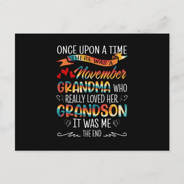 November Mormor Som Verkligen Älskade Sina Sonsöne Vykort (Framsida)