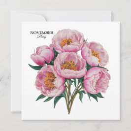 November Peony Bloom - Personlig Birthday Gift Inbjudningar
