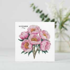 November Peony Bloom - Personlig Birthday Gift Inbjudningar