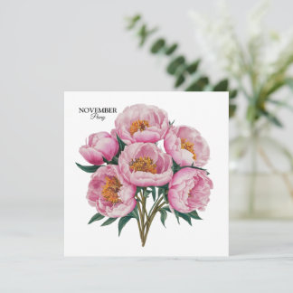 November Peony Bloom - Personlig Birthday Gift Inbjudningar