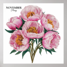 November Peony Bloom - Personlig Birthday Gift Poster