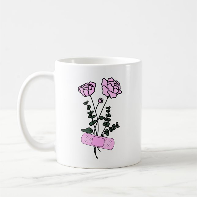 November Peony Flower Bandaid Kaffemugg (Vänster)