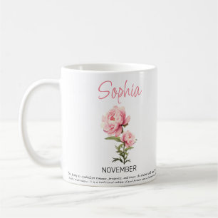 November Personlig Födelsemblomma Kaffe Mugg