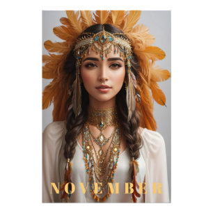 *~* NOVEMBER Topaz AP53 Headdress Birthstone Fototryck