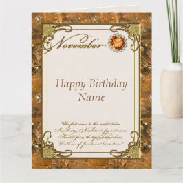 November Topaz Birthstone 8.5x11 Kort