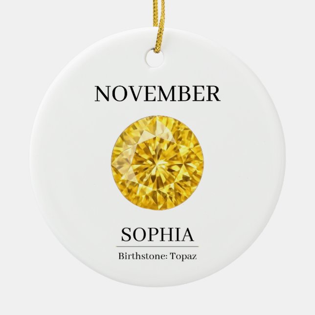 November Topaz Personalized Birthday Julgransprydnad Keramik (Framsidan)