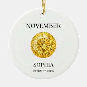 November Topaz Personlig Födelsedag Julgransprydnad Keramik