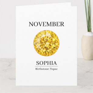 November Topaz Personlig Födelsedag Kort
