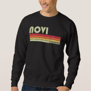 Novi Mi Michigan Funny City Home Roots Retro 70 s Lång Ärmad Tröja