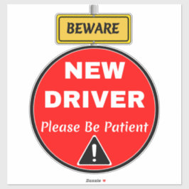 Novice New Driver Sign - Patient & Caution Beware Klistermärken