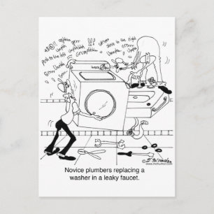 Novice Plumbers installation av en tvättmaskin Vykort