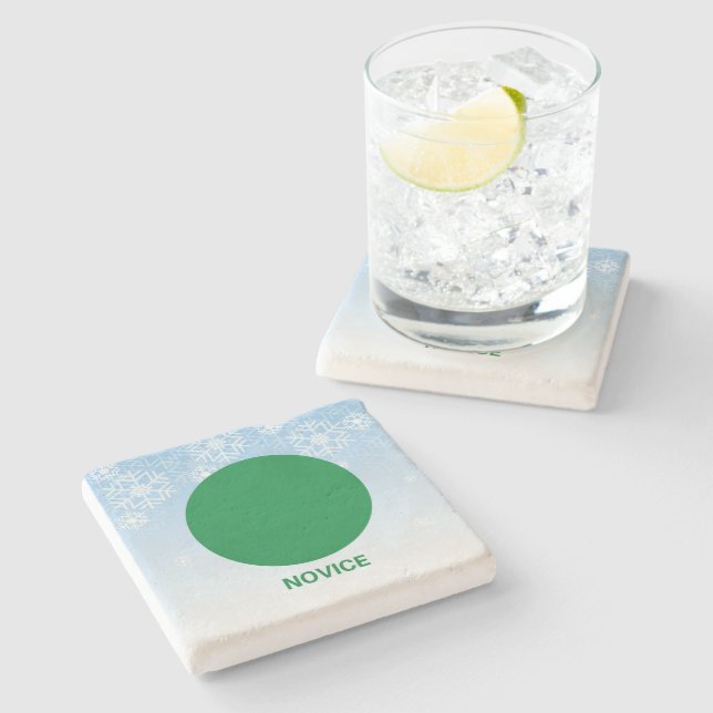 Novice Skier Grönt Circle Trail Sign Stenunderlägg (Sidan)