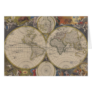 Novissima Totius Terrarum Orbis Tabula karta Hälsningskort