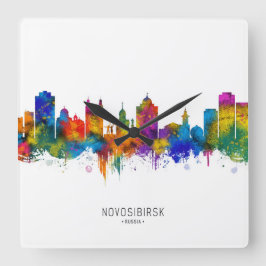 Novosibirsk Ryssland Skyline Fyrkantig Klocka