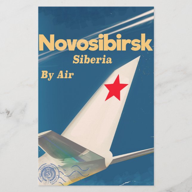 Novosibirsk Sibirien sovjetunionen flygplansaffisc Brevpapper (Framsida)