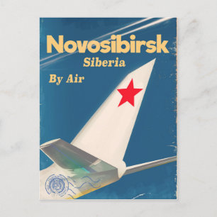 Novosibirsk Sibirien sovjetunionen flygplansaffisc Vykort