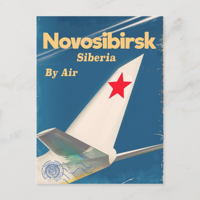 Novosibirsk Sibirien sovjetunionen flygplansaffisc Vykort (Framsida)