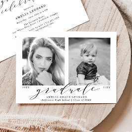 Now and Then Photo Graduation Party Inbjudningar