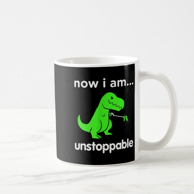 Now I Am Unstoppable T-rex Funny Grabber Dinosaur  Kaffemugg (Höger)