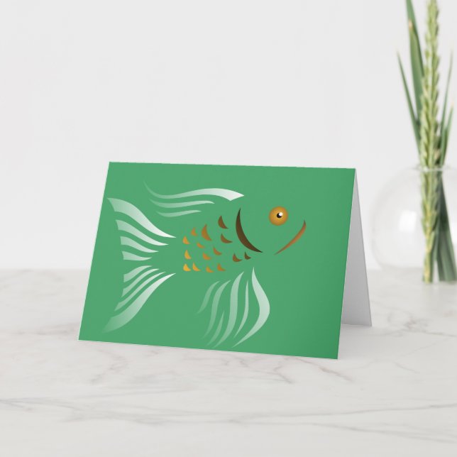 Nowruz Goldfish Grönt Background Kort (Framsida)